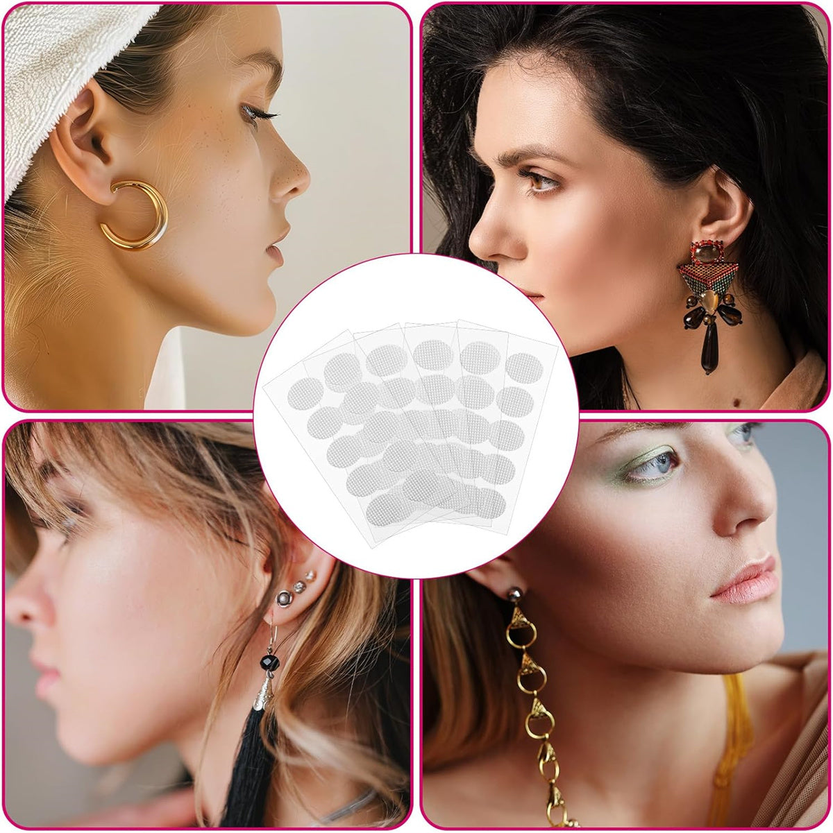 Earring Stickers for Split Earlobes,Tutuviw 50Pcs Earring Support Patches,Reinforcement Ear Stickers Earring Backs for Droopy Ears Heavy Earrings,Large Earring Stabilizers Stickers White