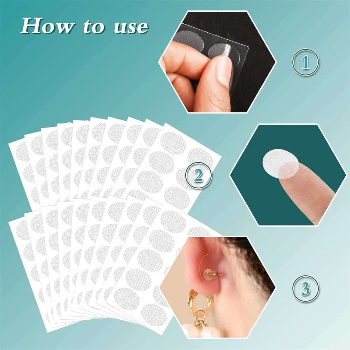 Earring Stickers for Split Earlobes,Tutuviw 50Pcs Earring Support Patches,Reinforcement Ear Stickers Earring Backs for Droopy Ears Heavy Earrings,Large Earring Stabilizers Stickers White