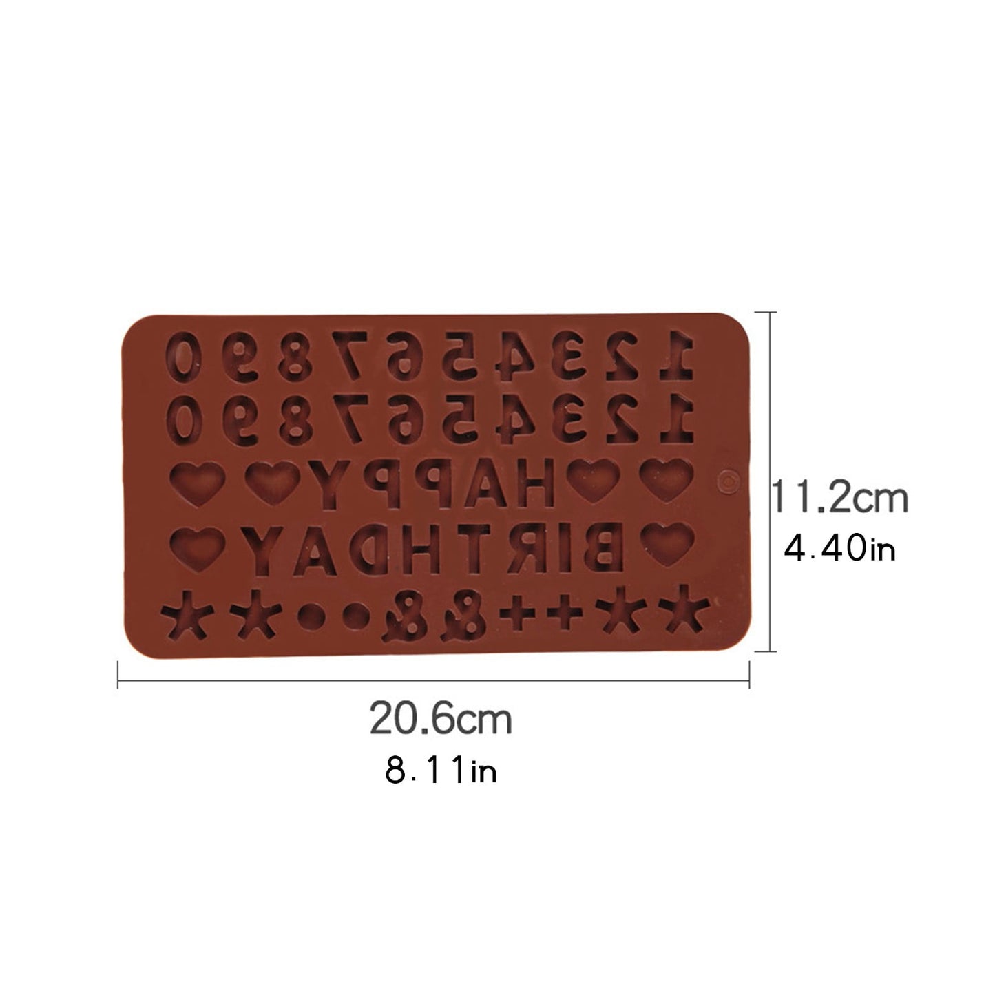 Mini Silicone Molds, Number Molds, Happy Birthday Mold for Baking Biscuits, Cookie, Candy, Chocolate 1-Brown
