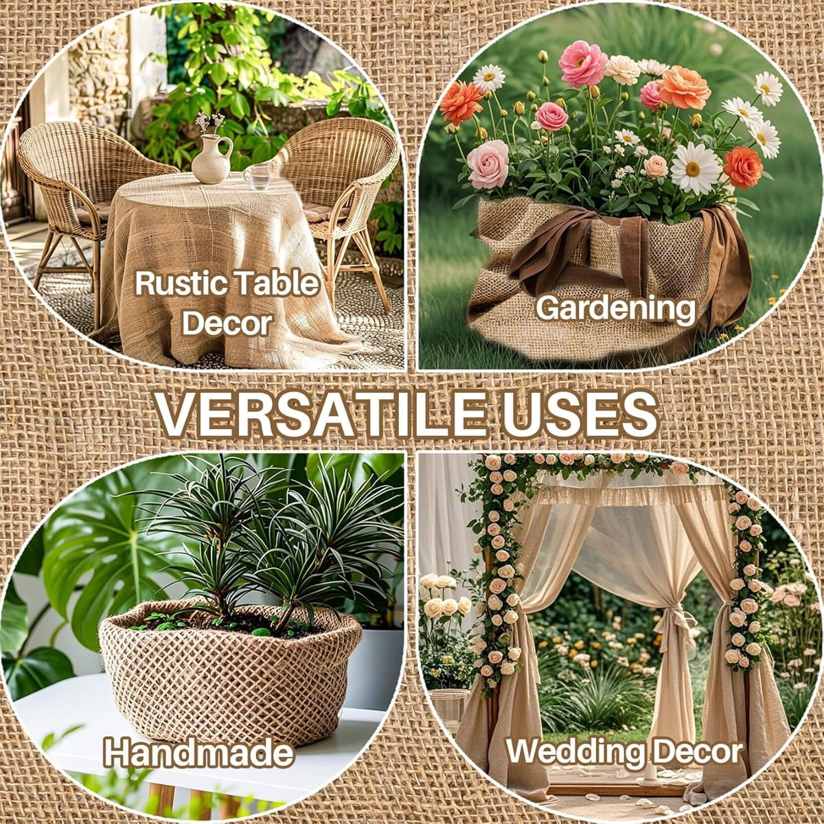 Burlap Fabric Roll,Tutuviw 13ft High Density Natural Jute Fiber,Multipurpose Burlap for Gardening Outdoor Plant Care Weed Barrier,DIY Crafts Decoration,Wedding Decor,Tree Trunk Wrap