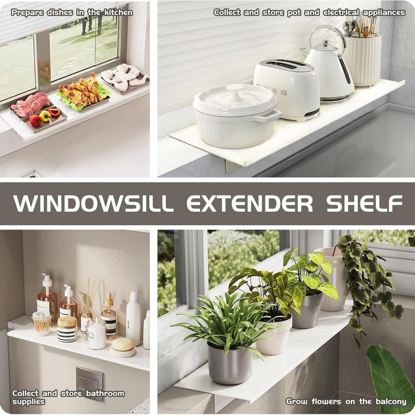 QZS Carbon Steel Countertop Board,15.75x7.9In Countertop Extension Board with Magnetic Base,1Pc No punching Window Sill Extender Plate for Office Bathroom 15.75" x 7.9"