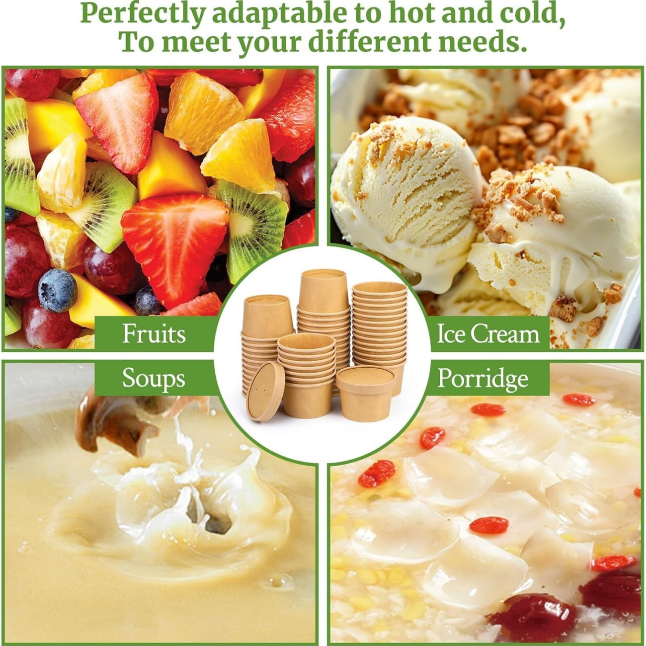 QZS 20 Pack Paper Soup Bowls,12oz Disposable Kraft Paper Soup Bowls with Lids for Ice Cream,Durable Kraft Food Cups for Chocolate,Candy 3.5" x 2.8" x 2.4"