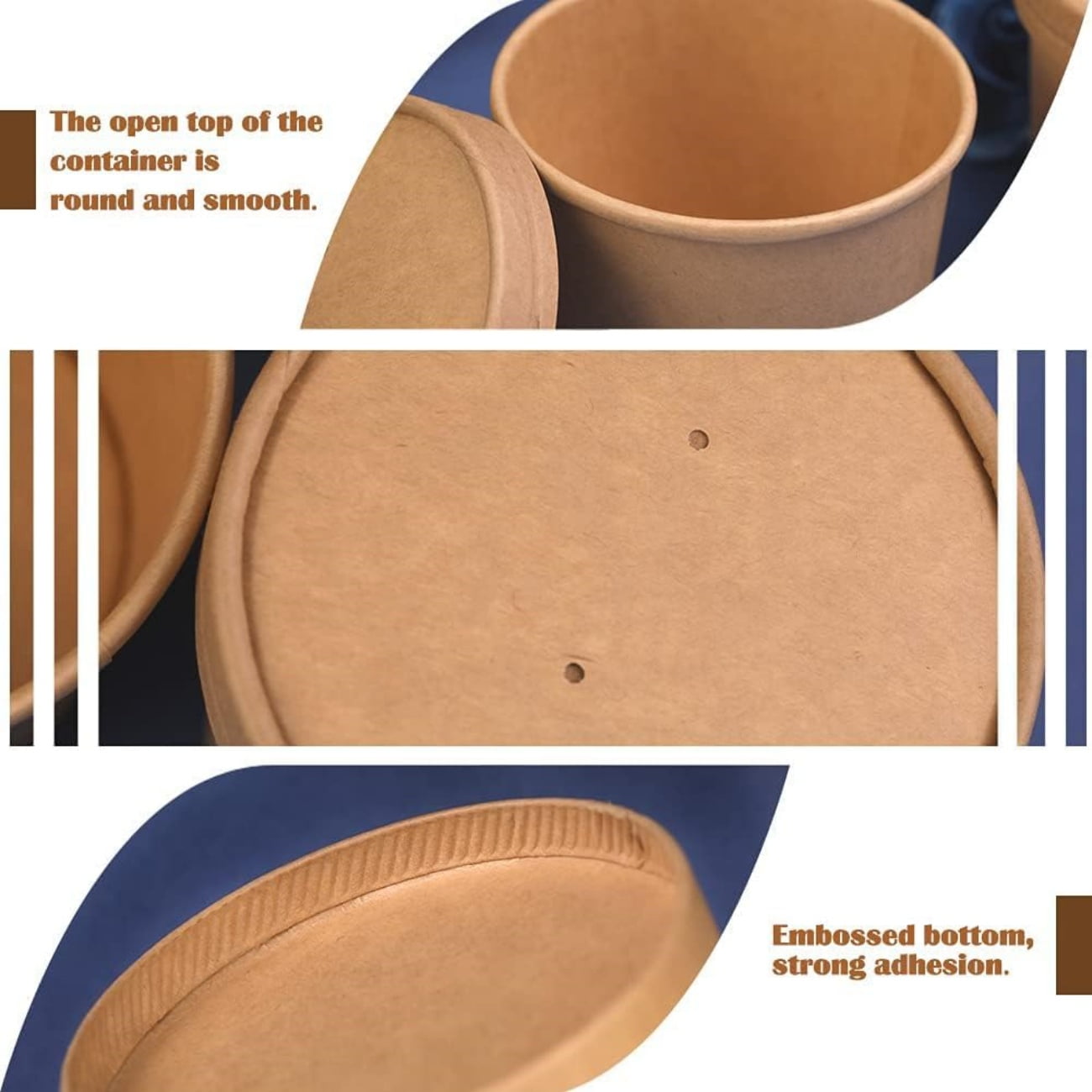 QZS 20 Pack Paper Soup Bowls,12oz Disposable Kraft Paper Soup Bowls with Lids for Ice Cream,Durable Kraft Food Cups for Chocolate,Candy 3.5" x 2.8" x 2.4"