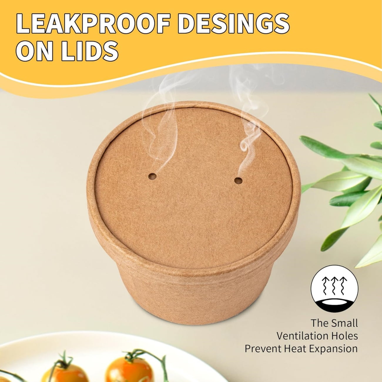 QZS 20 Pack Paper Soup Bowls,12oz Disposable Kraft Paper Soup Bowls with Lids for Ice Cream,Durable Kraft Food Cups for Chocolate,Candy 3.5" x 2.8" x 2.4"