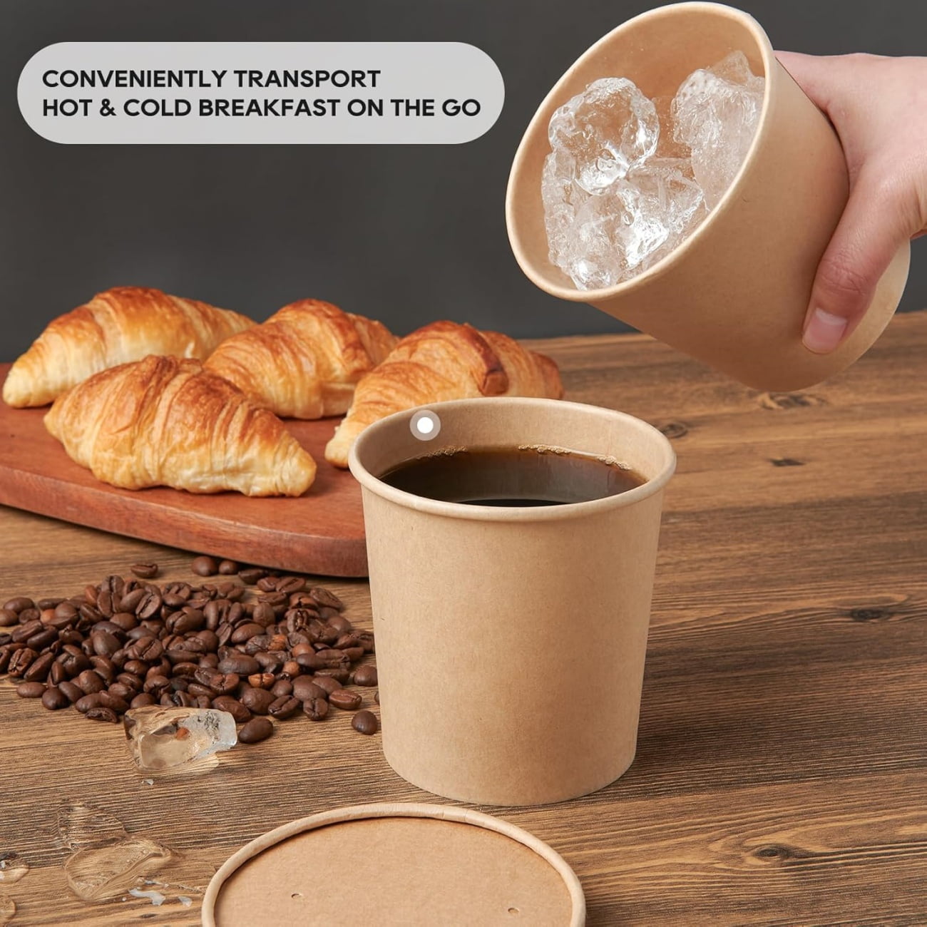 QZS 20 Pack Paper Soup Bowls,12oz Disposable Kraft Paper Soup Bowls with Lids for Ice Cream,Durable Kraft Food Cups for Chocolate,Candy 3.5" x 2.8" x 3.5"