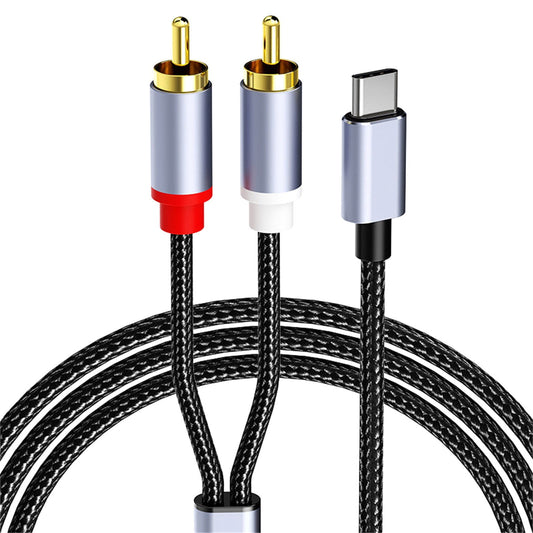 USB C to 2RCA Audio Cable, 2RCA Jack USB-C Audio Cable,Type-C to 2RCA Male to Male Y-RCA Splitter, for Smartphone, Tablet, Car Stereo, Home Theater, DVD, Amplifier, Speaker Multicolor