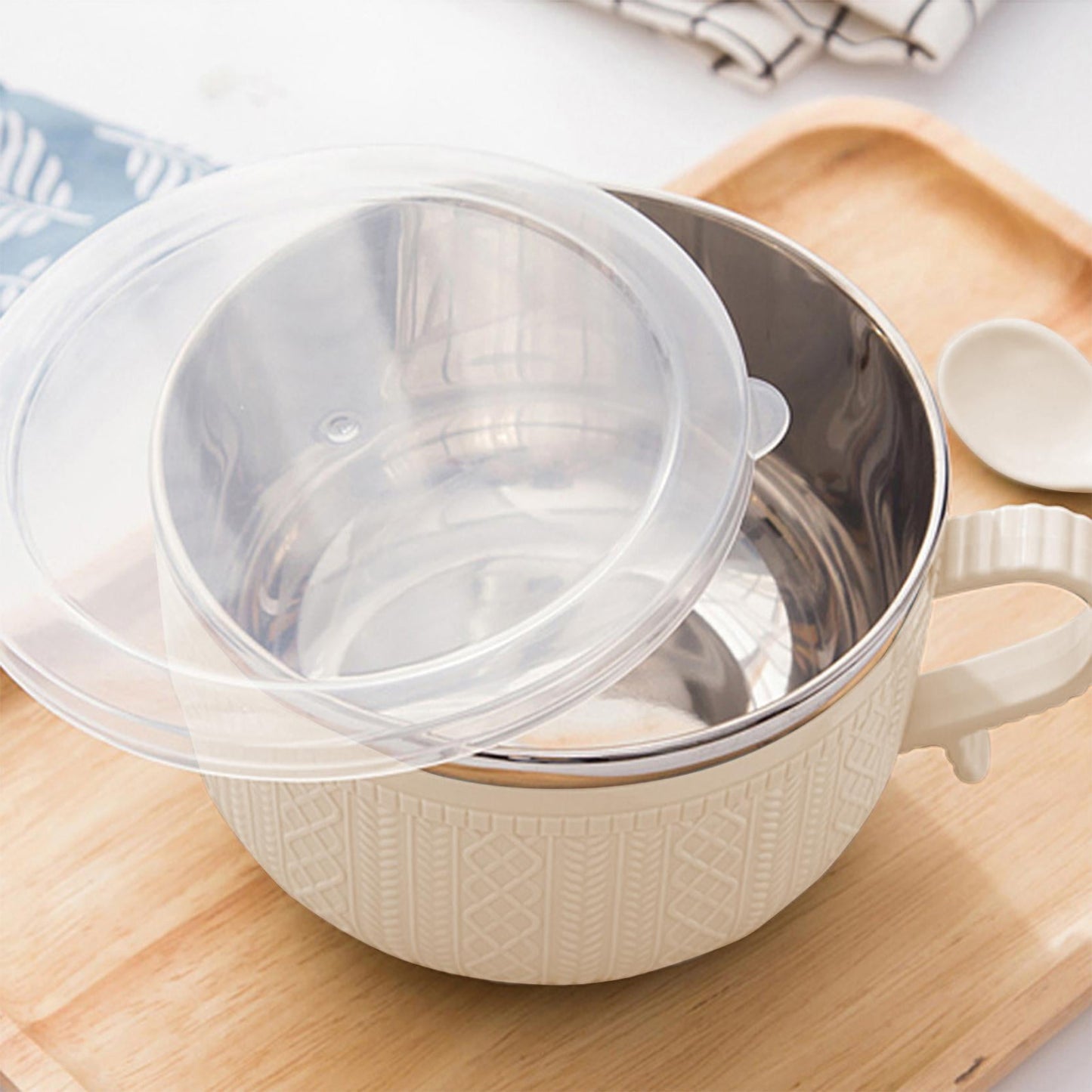 Soup Bowl with Handles,Soup Mug with Handles, Wide Large Cereal Bowl for Oatmeal, Gumbo, Salad, Ceramic Soup Cup, Microwave & Oven Safe 5.5x3.7inch A Clearance! Beige/2PCS