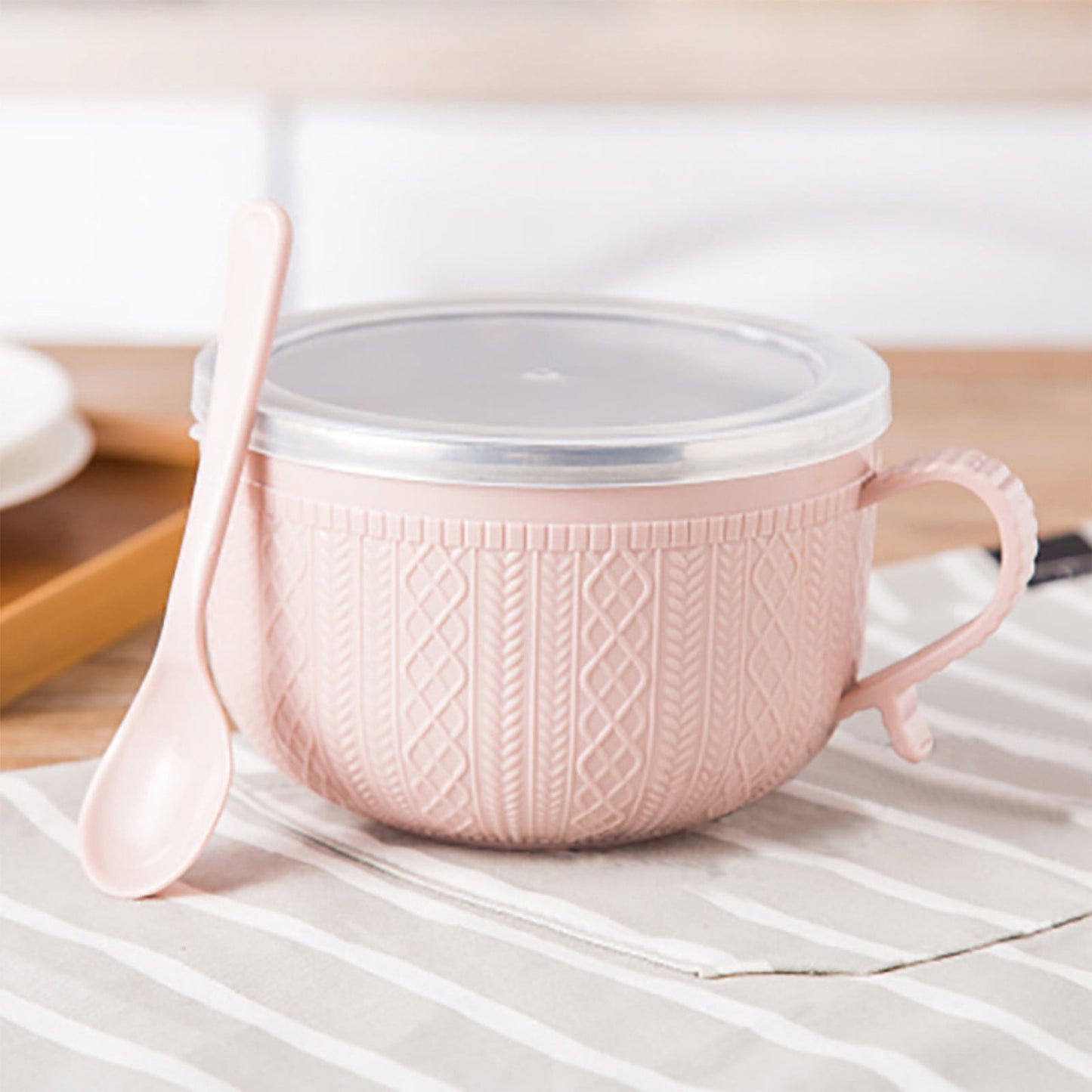 Soup Bowl with Handles,Soup Mug with Handles, Wide Large Cereal Bowl for Oatmeal, Gumbo, Salad, Ceramic Soup Cup, Microwave & Oven Safe 5.5x3.7inch A Clearance! Pink
