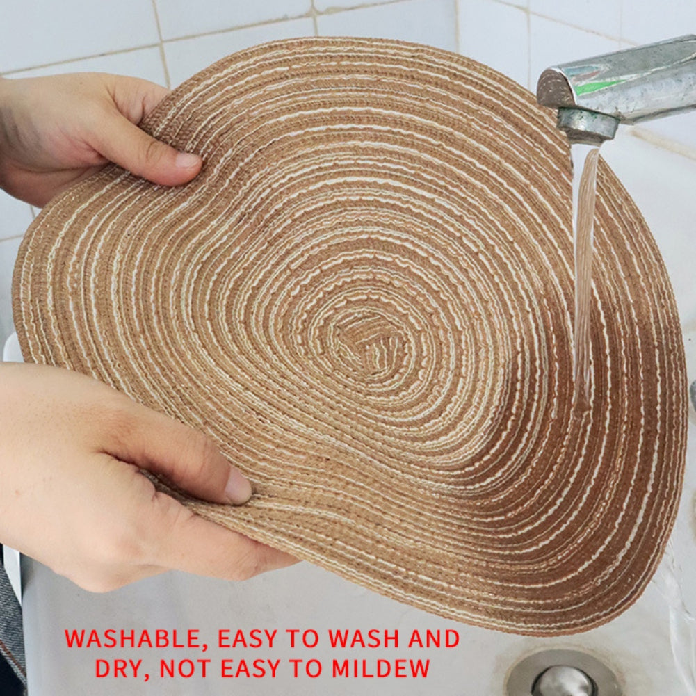 Round Placemats Set of 4, Cotton Woven Placemat Heat-Resistant Non-Slip Washable Table Mats for Dining Table 14 Inch Blue