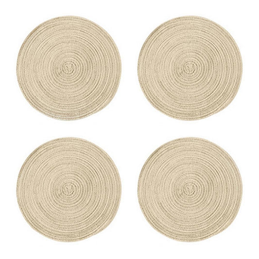 Round Placemats Set of 4, Cotton Woven Placemat Heat-Resistant Non-Slip Washable Table Mats for Dining Table 14 Inch, Blue Gold