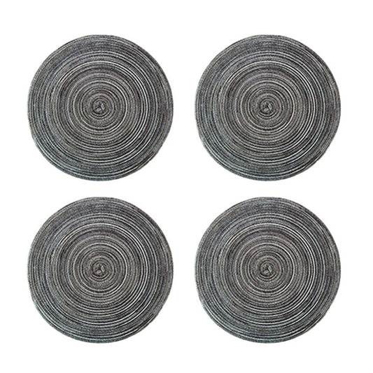 Round Placemats Set of 4, Cotton Woven Placemat Heat-Resistant Non-Slip Washable Table Mats for Dining Table 14 Inch, Blue Gray