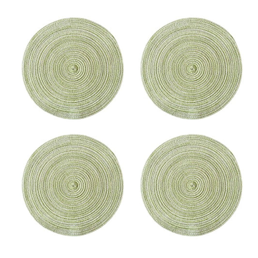 Round Placemats Set of 4, Cotton Woven Placemat Heat-Resistant Non-Slip Washable Table Mats for Dining Table 14 Inch, Blue Green