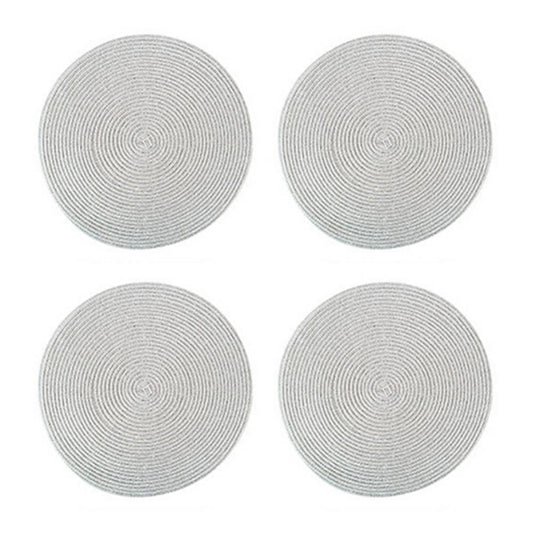 Round Placemats Set of 4, Cotton Woven Placemat Heat-Resistant Non-Slip Washable Table Mats for Dining Table 14 Inch, Blue Silver