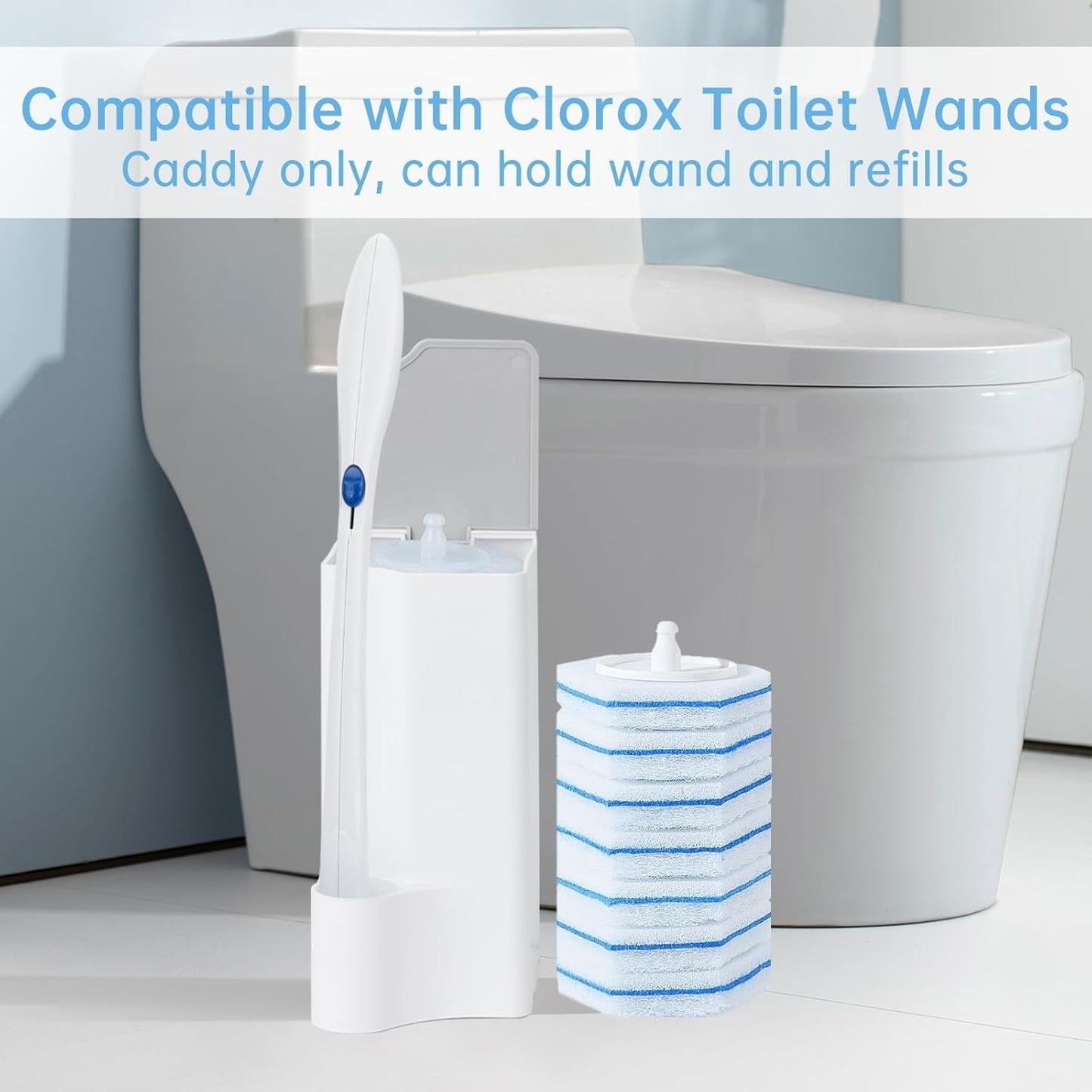 Toilet Wand Holder,6.7x3In Resuable Toilet Bowl Cleaner Holder for Clorox Toilet Wand,QZS White Portable Toilet Wand Storage Container for Bathroom,1 Pack