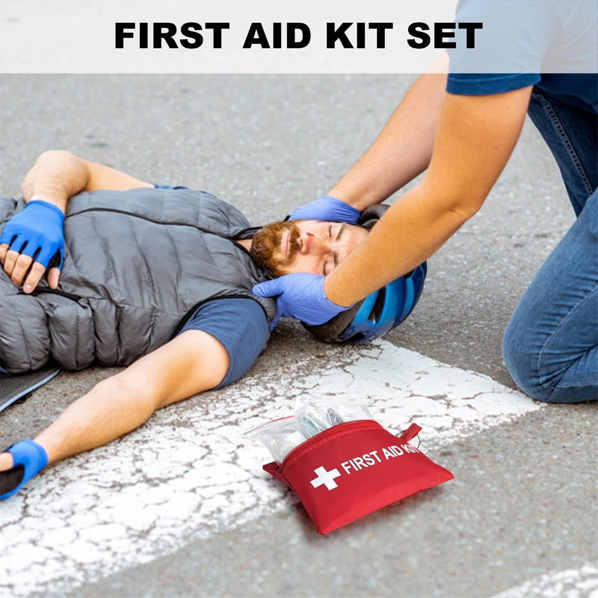 6 Pcs Red First Aid Bag,Tutuviw Empty First Aid Kit Pouch,Compact Portable Medical Emergency Bag for Emergency at Outdoors Hiking Backpacking Travel Car Cycling,Survival Gear Bag (Oxford Cloth)
