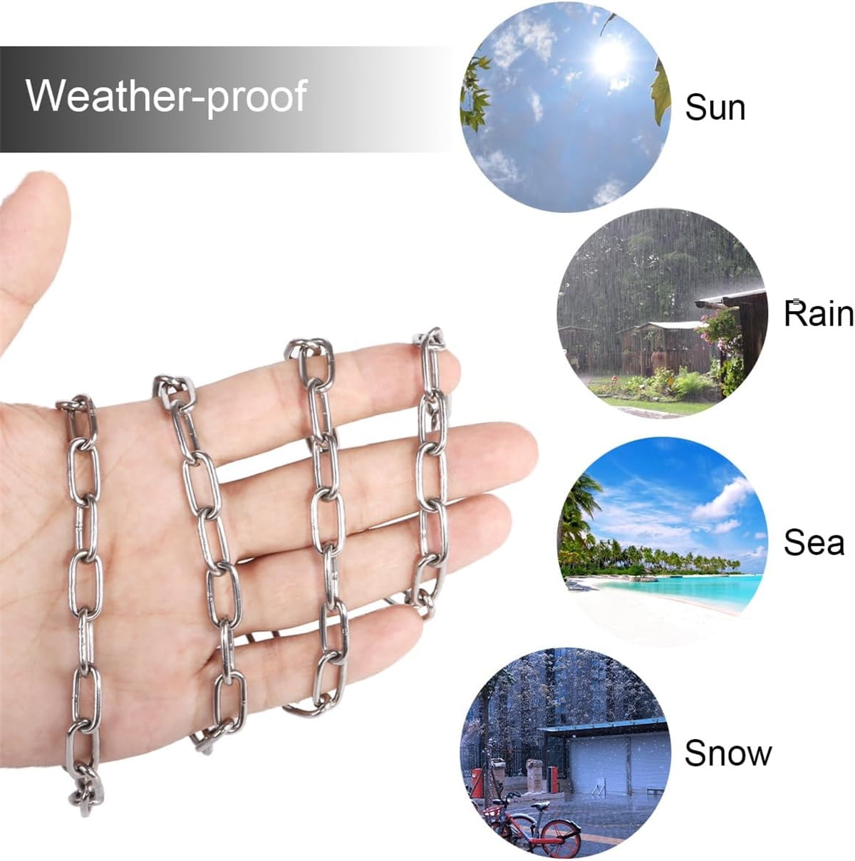 Gate Chain Lock,Tutuviw 20Inch Stainless Steel Metal Chain with 2 Carabiners,Link Chain Lock for Outdoor Fences,Hanging Chain Lock for Home Outdoor Camping Hanging Pet Chain Prevention Theft