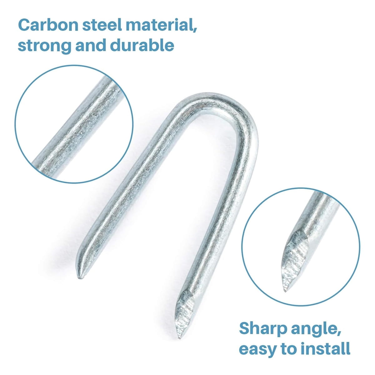U Fence Staples,Tutuviw 100 Pcs 0.8 x 0.5in Galvanized U Shaped Nails,Steel Wire Fencing Staples,Heavy Duty Staples Fencing Staples,U Nails for Wood Fencing Barbwire Fence (Siver）