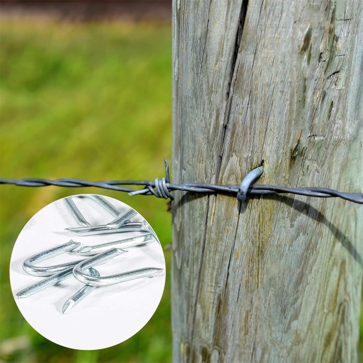 U Fence Staples,Tutuviw 100 Pcs 0.8 x 0.5in Galvanized U Shaped Nails,Steel Wire Fencing Staples,Heavy Duty Staples Fencing Staples,U Nails for Wood Fencing Barbwire Fence (Siver）