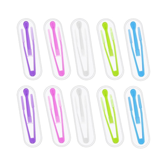 10Pack Portable Soft Contact Lens Remover Tool,QZS Contact Applicator & Inserter with Tip,Includes Tweezers & Soft Scoop for Home & Travel