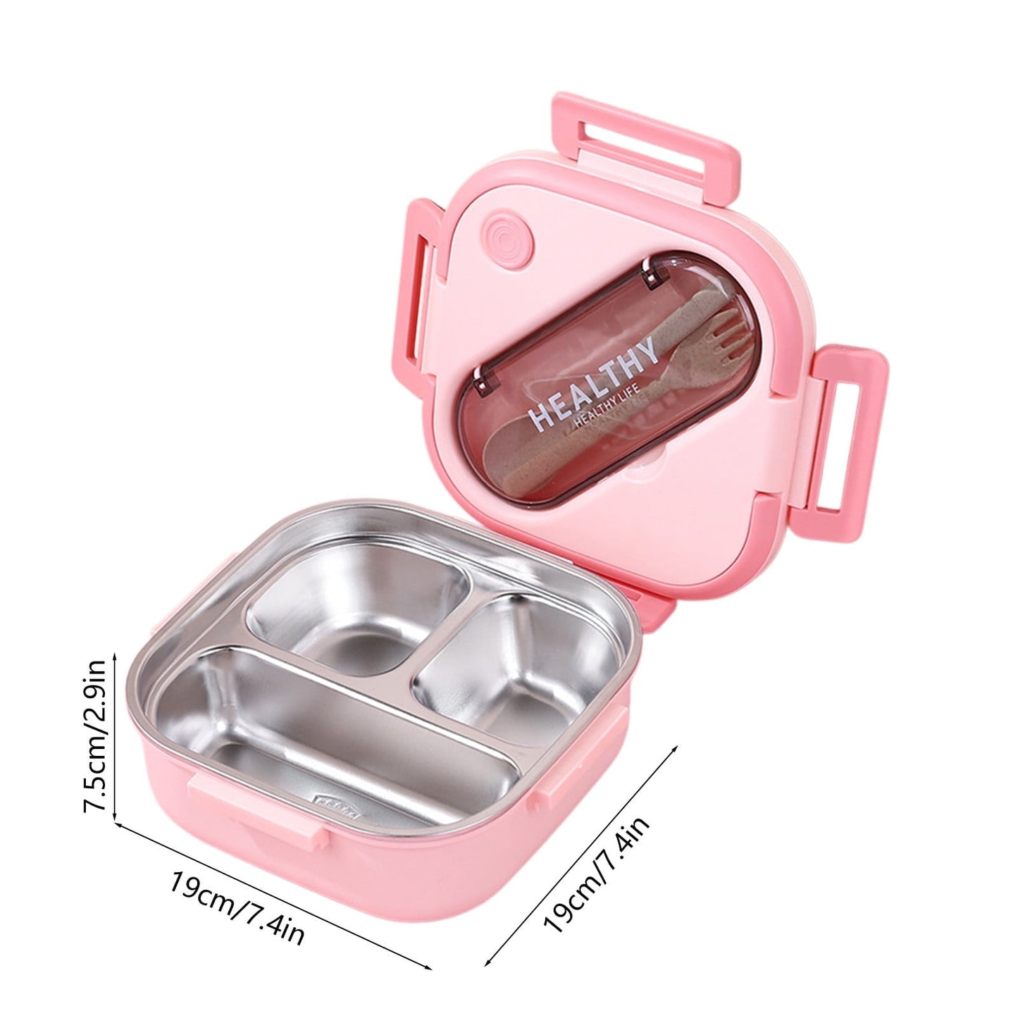 Aespoir Lunch Box, Toddler Lunch Box, Leak-Proof, Four-Sided Clasp for School,Camping,Travel, 7.5x7.5x3 In Purple