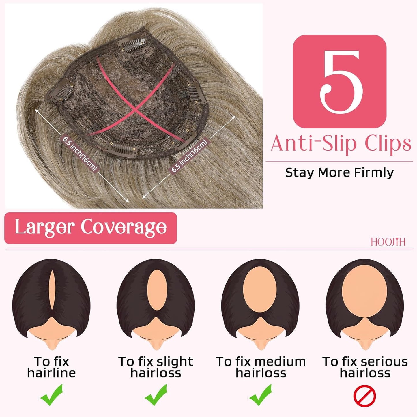 Long Layered Hair Topper with Bangs for Women with Thinning Hair, 14 Inch Slightly Curled Ends Synthetic Fiber Wiglets - Gray with Warm Brown Mixed Gray with Warm Brown Mixed 14