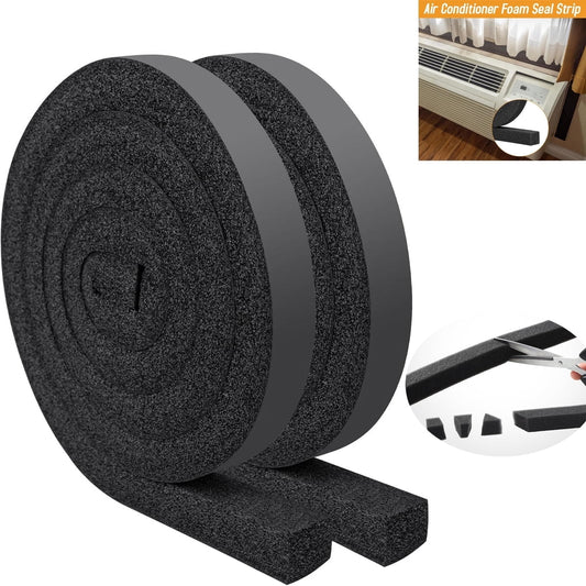 2 Roll 13FT Air Conditioner Foam Strip,Tutuviw 1 X 1 Inch Foam Weather Stripping,Non Adhesive Insulating Strip,High Resilience Weatherseal Tape Energy Saving for Window Door Summer