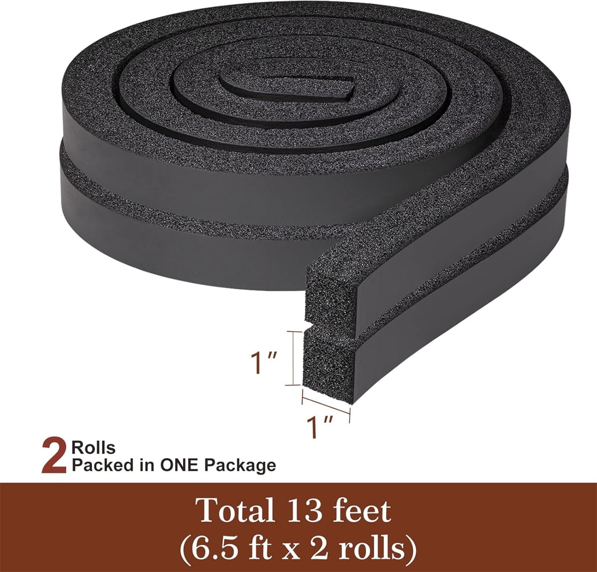 2 Roll 13FT Air Conditioner Foam Strip,Tutuviw 1 X 1 Inch Foam Weather Stripping,Non Adhesive Insulating Strip,High Resilience Weatherseal Tape Energy Saving for Window Door Summer