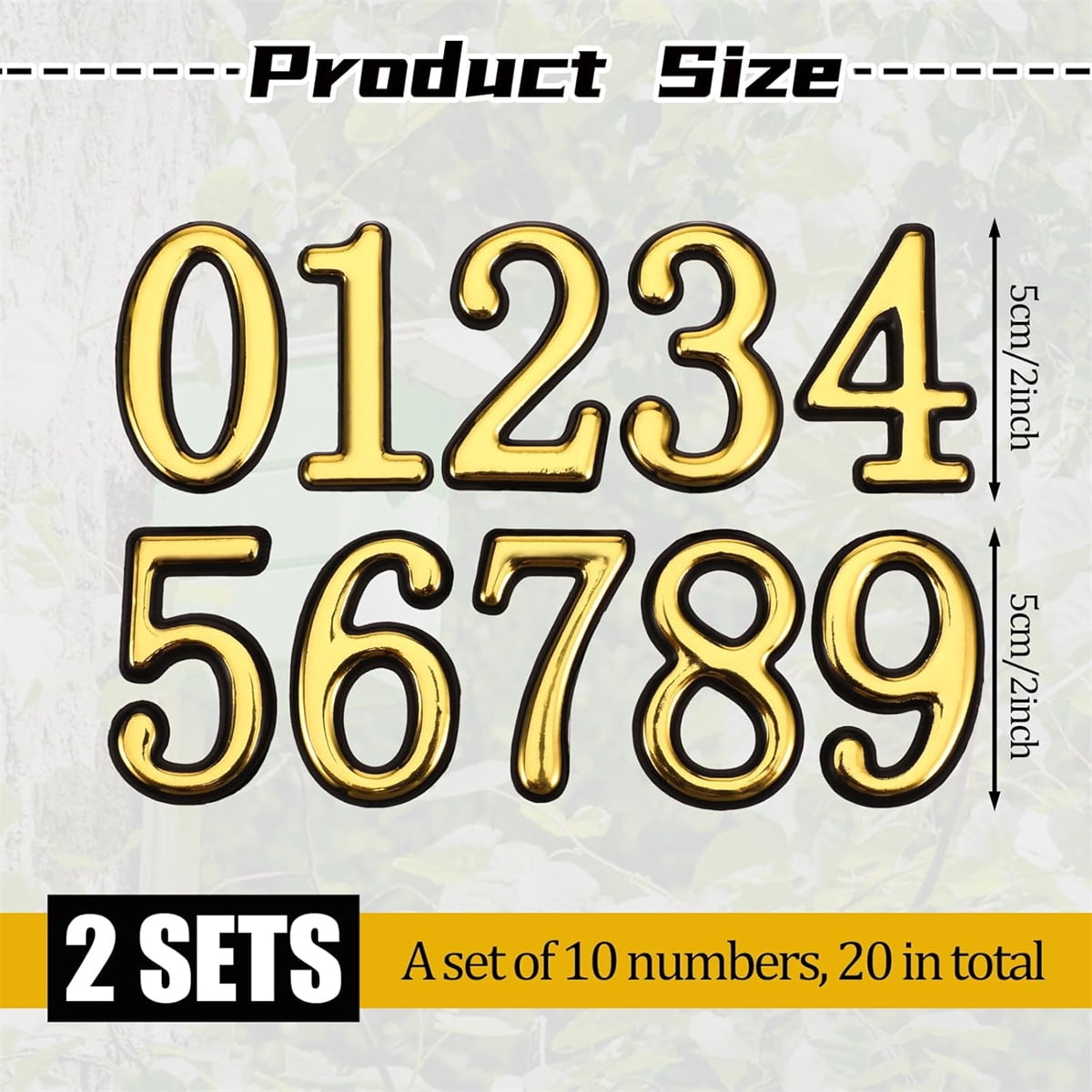 Tutuviw 20 Pcs Mail Box Numbers for Mailbox Outside,3D Gold Mailbox Numbers Stickers,0-9 Self-Adhesive Mailbox Numbers,2 in Door Address Number Signs,House Address Numbers for Apartment Office Cars