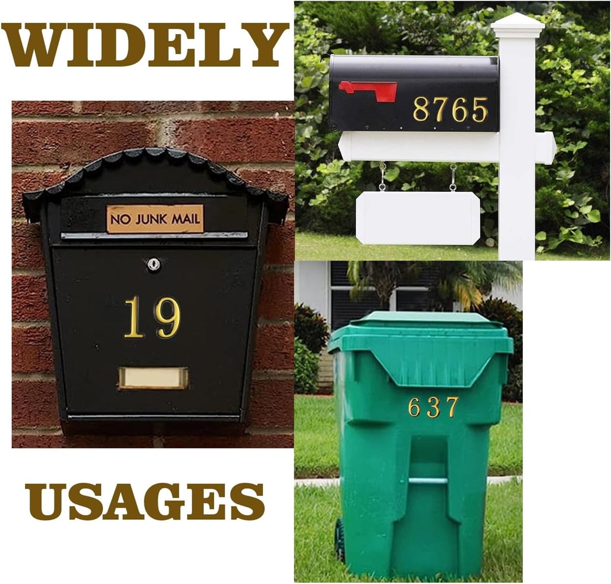 Tutuviw 20 Pcs Mail Box Numbers for Mailbox Outside,3D Gold Mailbox Numbers Stickers,0-9 Self-Adhesive Mailbox Numbers,2 in Door Address Number Signs,House Address Numbers for Apartment Office Cars