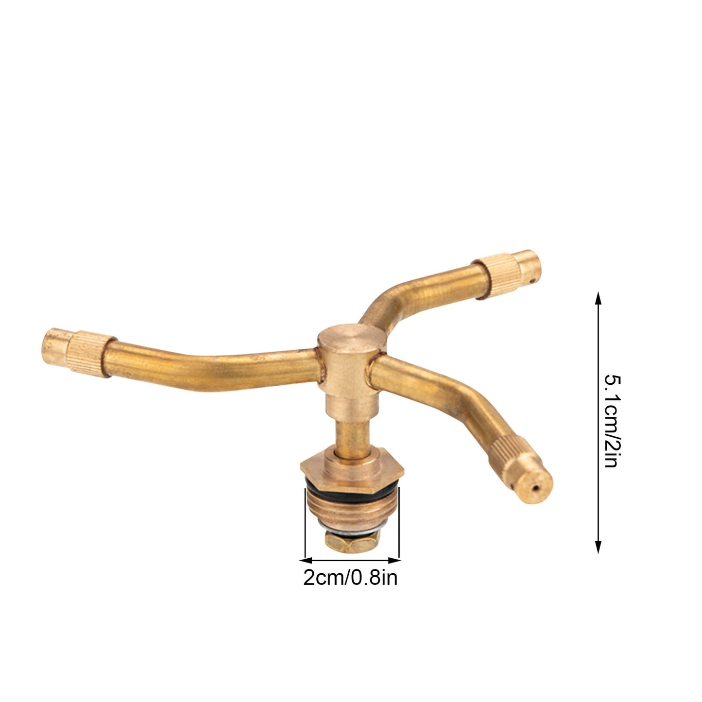 Automatic Rotating Garden Sprinkler,360° Brass Water Spray Nozzle for Lawn, Yard & Greenhouse Irrigation, Adjustable Arm Hose Attachment for Flowers, Grass, Vegetable