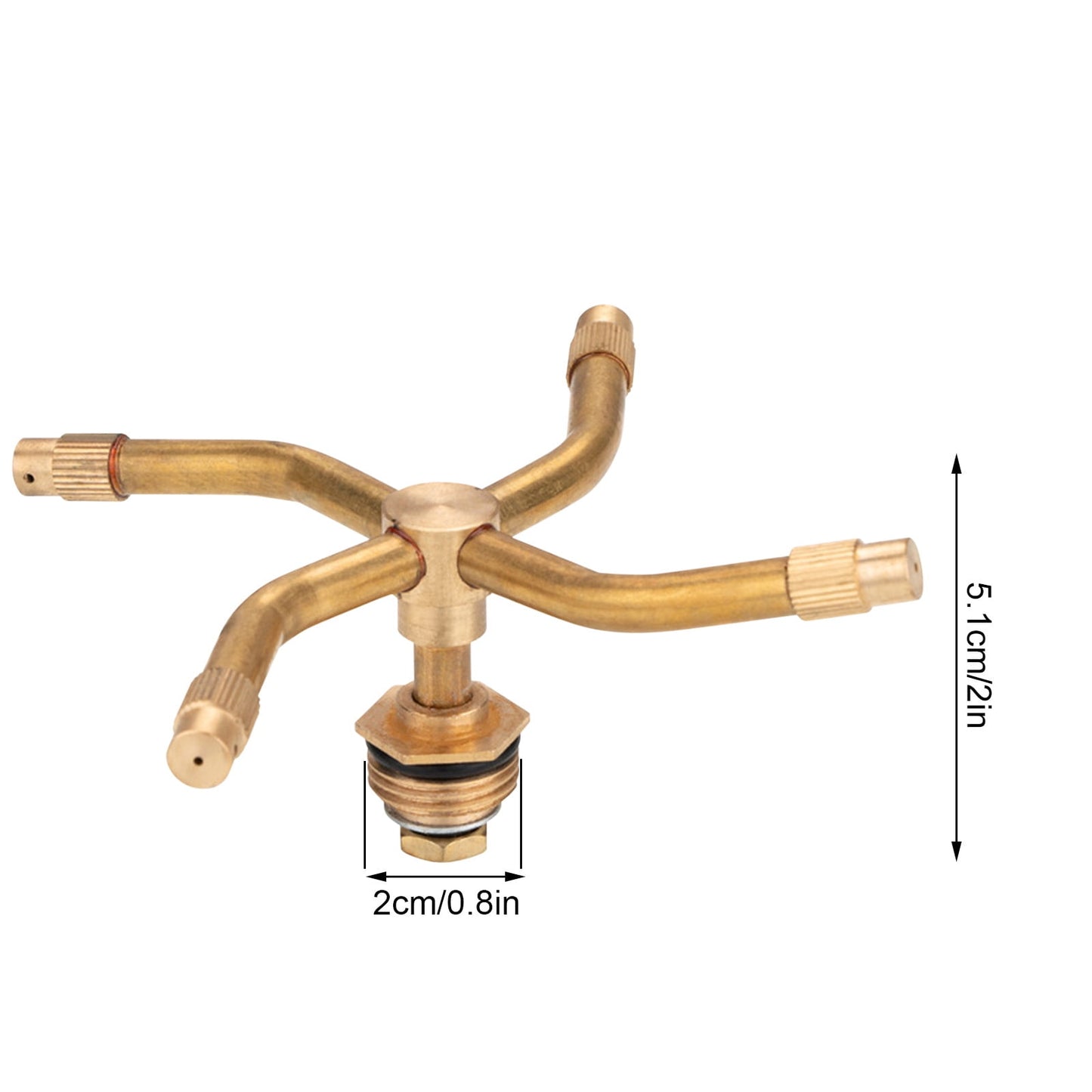 Automatic Rotating Garden Sprinkler,360° Brass Water Spray Nozzle for Lawn, Yard & Greenhouse Irrigation, Adjustable Arm Hose Attachment for Flowers, Grass, Vegetable