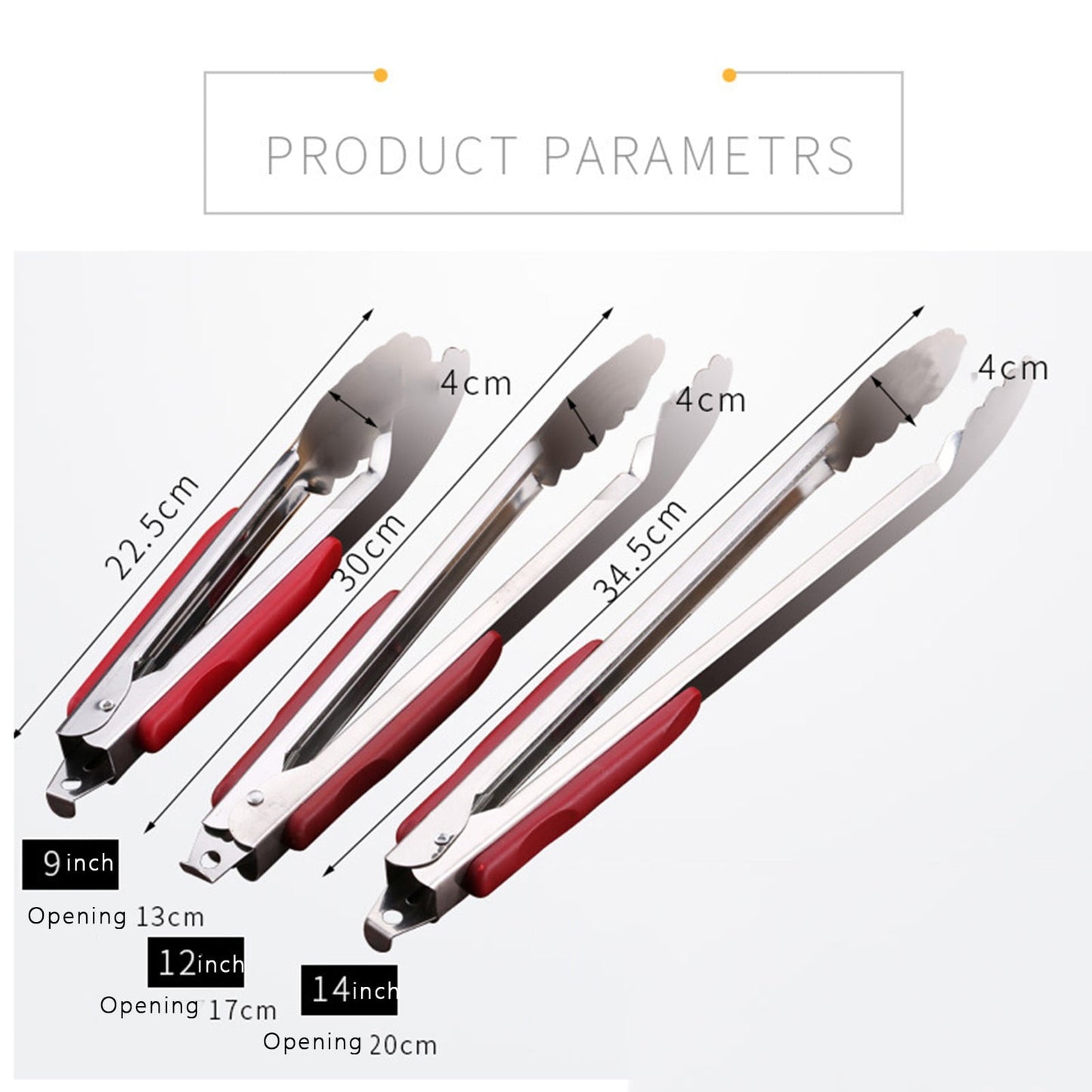 12-Inch Stainless Steel Kitchen Tongs with Locking Ring - Heavy Duty BBQ Grill Tongs for Cooking, Flipping Burgers, Serving Salad - Non-Slip Rubber Handle, Dishwasher Safe 14*1.57