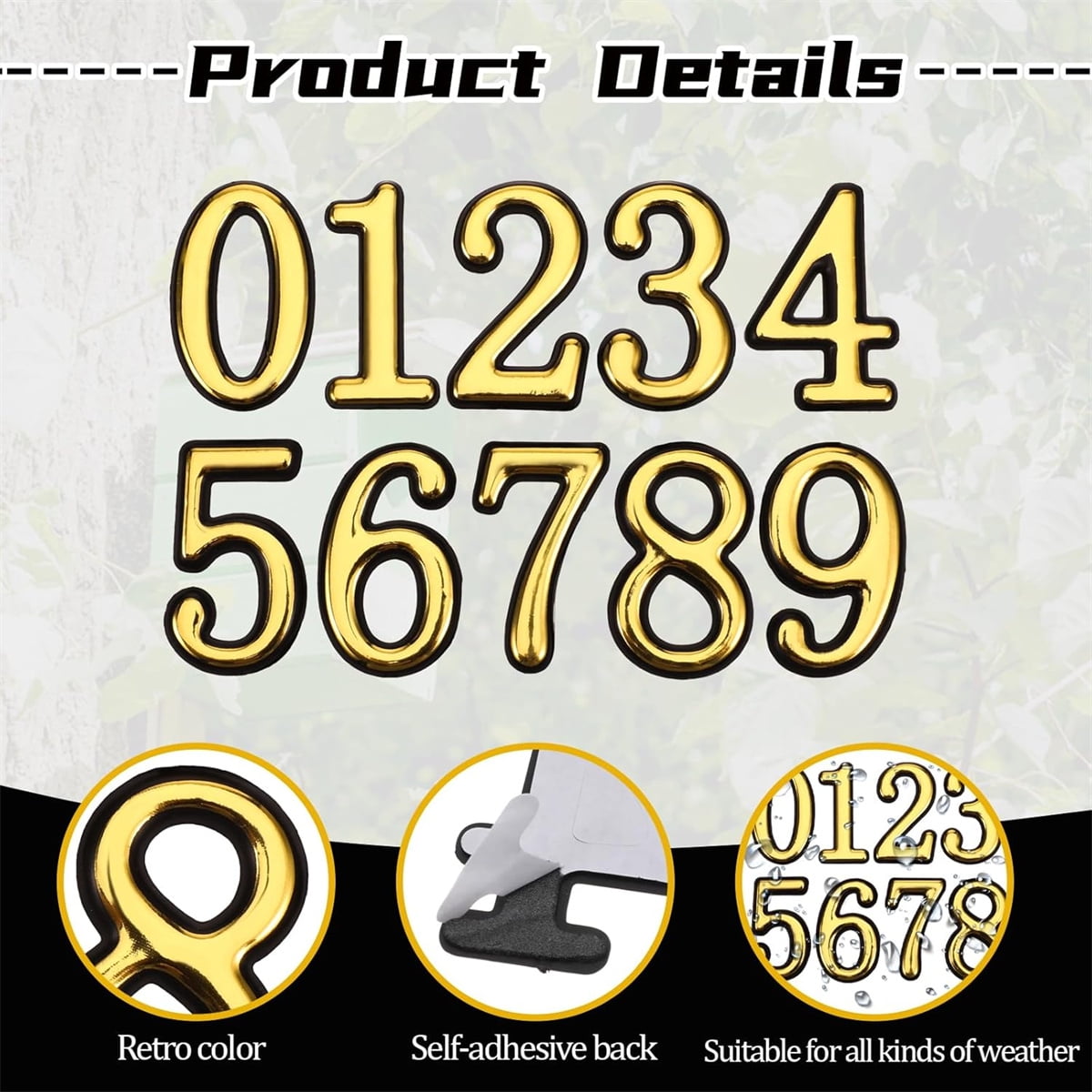 2 Inch 3D Mailbox Numbers for Outside,Tutuviw 0-9 Gold House Numbers for Mailbox,Self-Adhesive Mailbox Numbers,Door Address Numbers Stickers for Outside Apartment House Room Office Trash Bins (Gold)