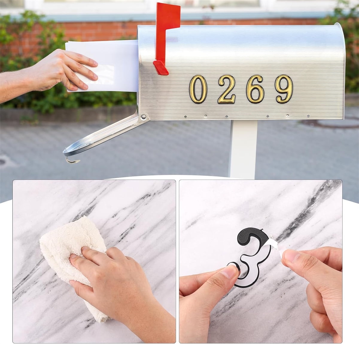 2 Inch 3D Mailbox Numbers for Outside,Tutuviw 0-9 Gold House Numbers for Mailbox,Self-Adhesive Mailbox Numbers,Door Address Numbers Stickers for Outside Apartment House Room Office Trash Bins (Gold)