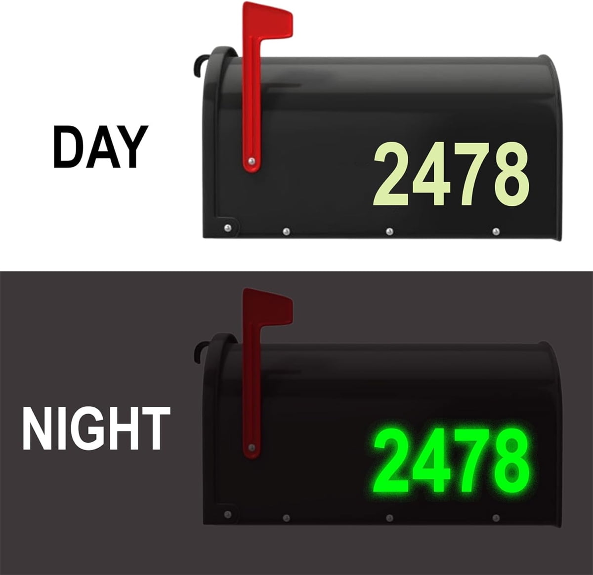 Tutuviw 30 Pcs Glow-in-Dark Mailbox Number Stickers,Reflective Number Mailbox Decals,Waterproof Vinyl Stickers for Signs,Door,Cars,Trucks Home,Business,Address (0-9 Numbers)