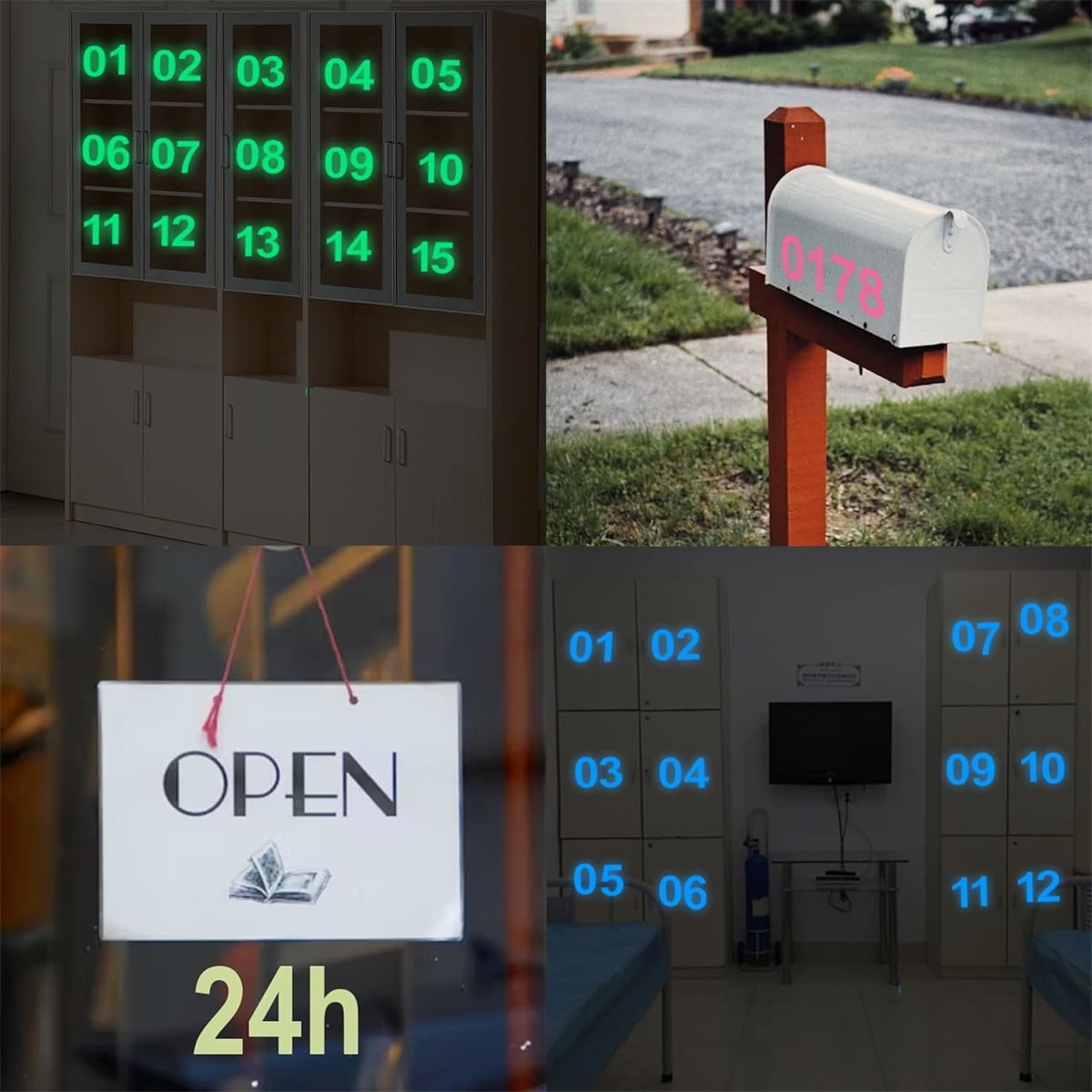 Tutuviw 30 Pcs Glow-in-Dark Mailbox Number Stickers,Reflective Number Mailbox Decals,Waterproof Vinyl Stickers for Signs,Door,Cars,Trucks Home,Business,Address (0-9 Numbers)