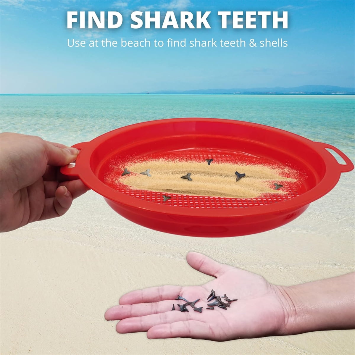 4 Pcs Sand Sifters,Tutuviw Plastic Sand Sifter,Large Sand Strainer,Sand Toys for Digging Picking Up Shells,Shark Teeth,Sand Mesh Strainer,Lightweight Plastic Sieve Hand Strainer for Sand,4 Colors