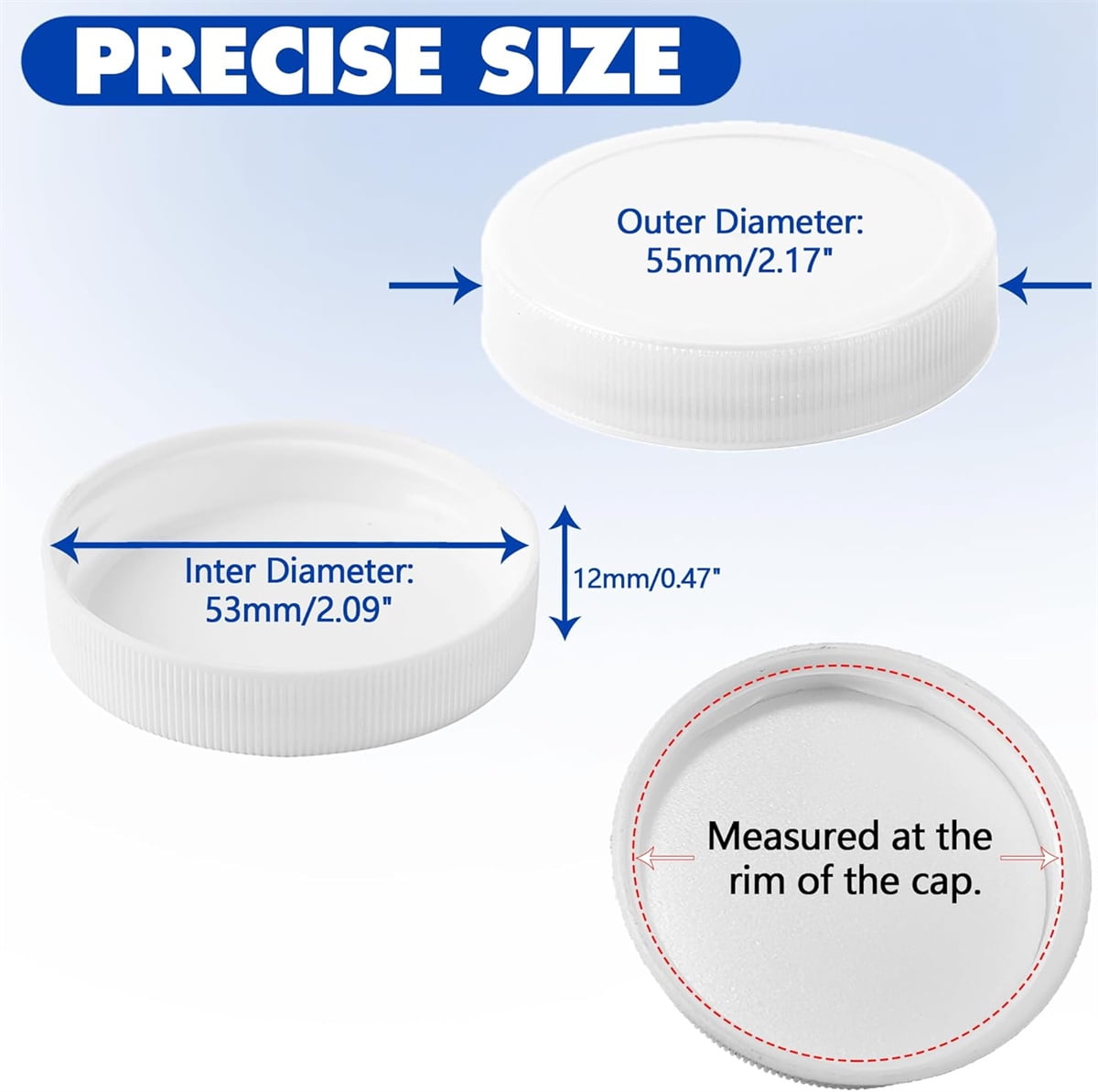Tutuviw 6 Pack 53mm Reusable Water Jug Caps,Threaded/Screw-On Caps,Non-Spilling Lids for 3 and 5 Gallon Water Jug,Water Bottle Cover Screw Top,Plastic Water Bottles Replacement Lids,White