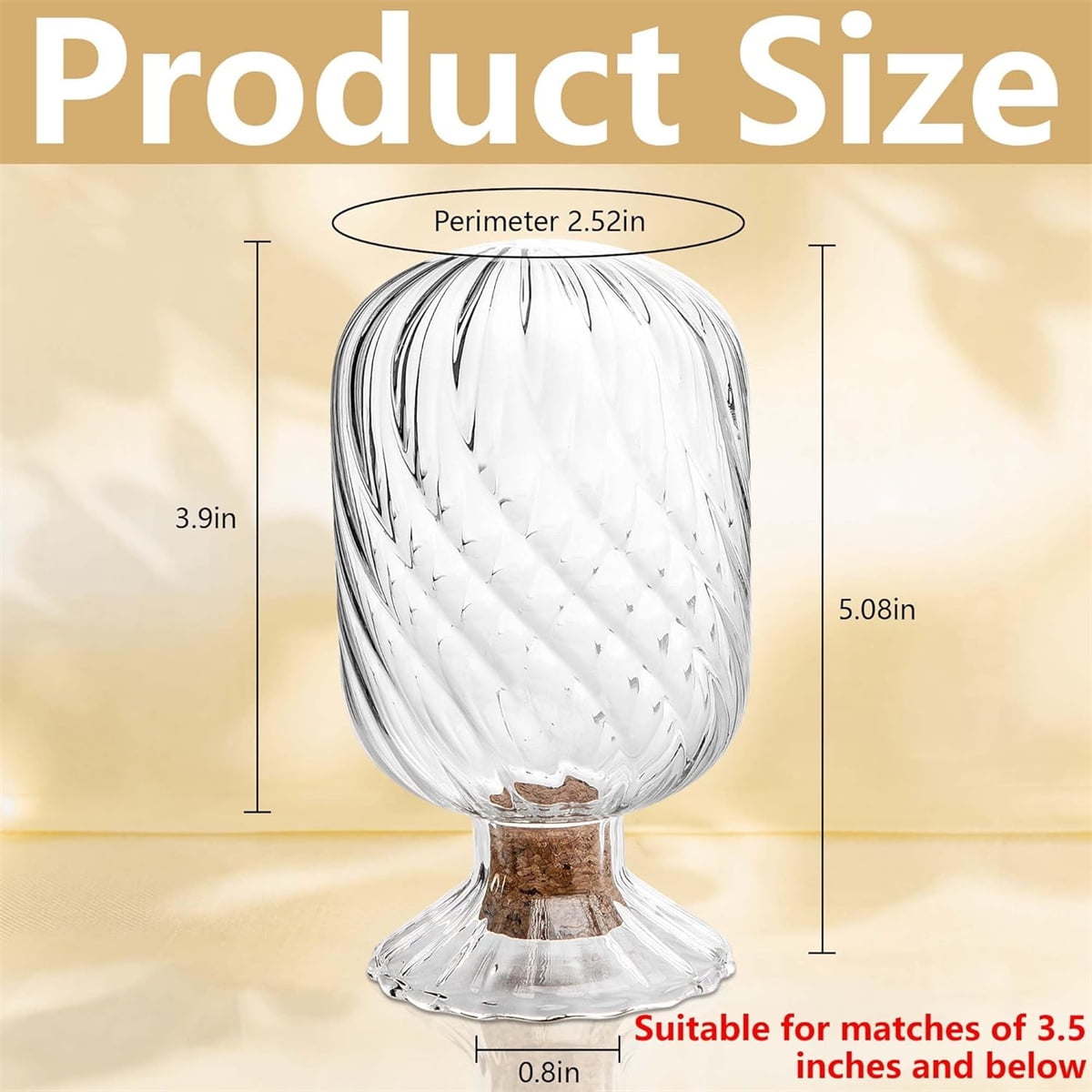 Empty Glass Helix Spiral Cloche Jar,Tutuviw Helix Shaped Glass Matches Cloche Decorative,Clear Decorative Match Holder Jar with Cork Stopper for Candle Display,Holds Cotton Swabs,Toothpicks