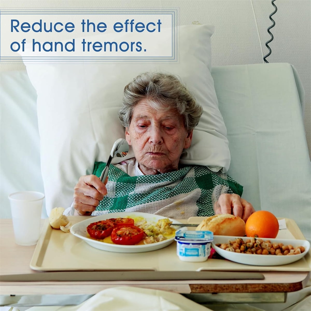 Adaptive Utensils for Elderly Tutuviw 2Pcs Curved Angled Spoon Weighted Utensils Weighted Angled Silverware Cutlery Utensil for Hand Tremors Parkinson's or Elderly Easy Grip Handles