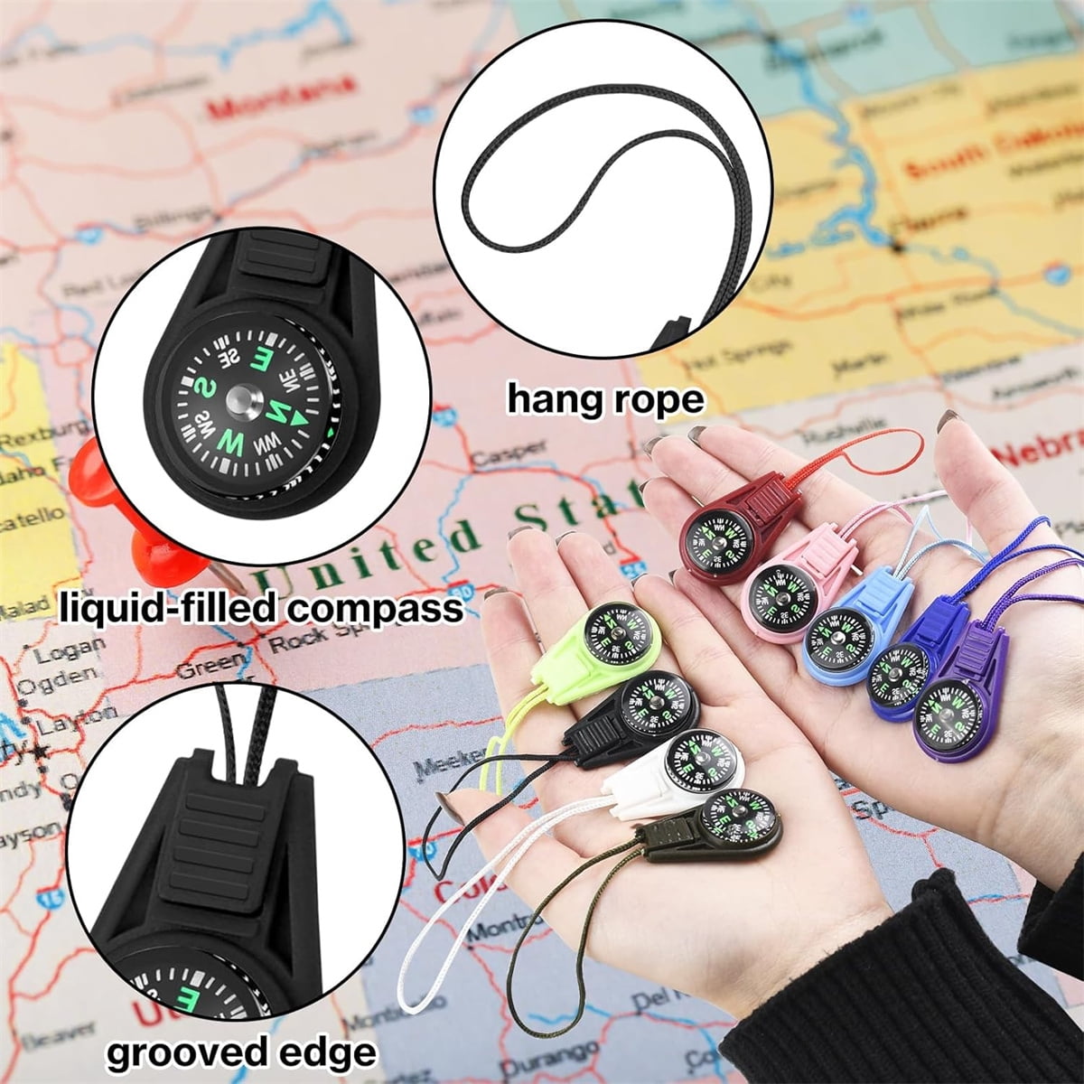 Tutuviw 25Pcs Compass for Kids Bulk,Multi-Color Mini Survival Compass,Outdoor Pocket Compass,Mini Compass Keychain Bulk for Hiking Survival Kits Watchband Bracelet Necklace Key Chain