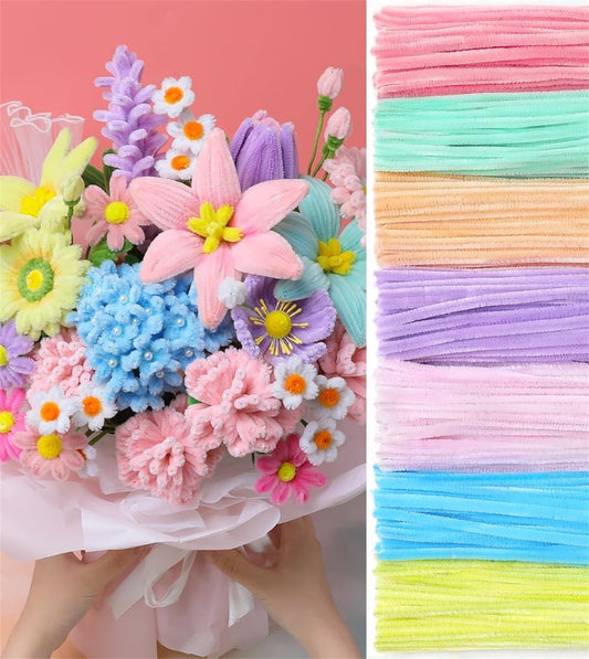 Thick Pipe Cleaners Craft Supplies,Tutuviw 200 Pcs 12" Macaron Color Pipe Cleaner Crafts,Assortment Pastel Chenille Stems,Craft Supplies Bulk for Art Projects Creative DIY Decorations(Candy Color)