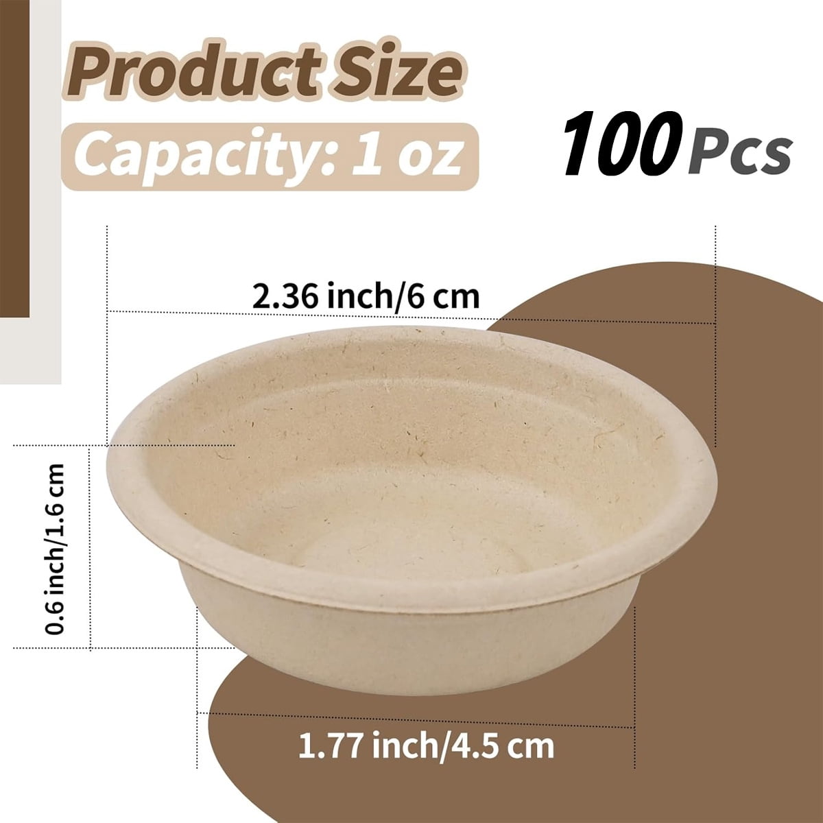 Tutuviw Biodegradable Disposable Paper Pet Bowls Bulk,100Pcs 1OZ Paper Feeding Cups,Sturdy and Leakproof Feeder Dish,Non-Toxic Food and Water Dishes for Lizards/Spiders/Reptiles/Small Dogs/Cats