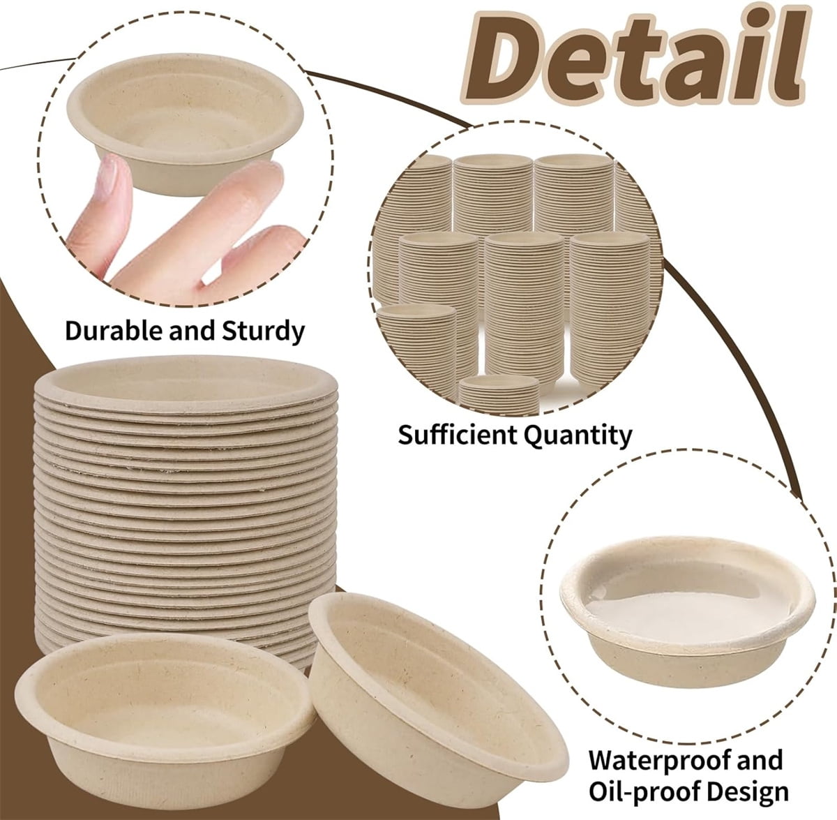 Tutuviw Biodegradable Disposable Paper Pet Bowls Bulk,100Pcs 1OZ Paper Feeding Cups,Sturdy and Leakproof Feeder Dish,Non-Toxic Food and Water Dishes for Lizards/Spiders/Reptiles/Small Dogs/Cats