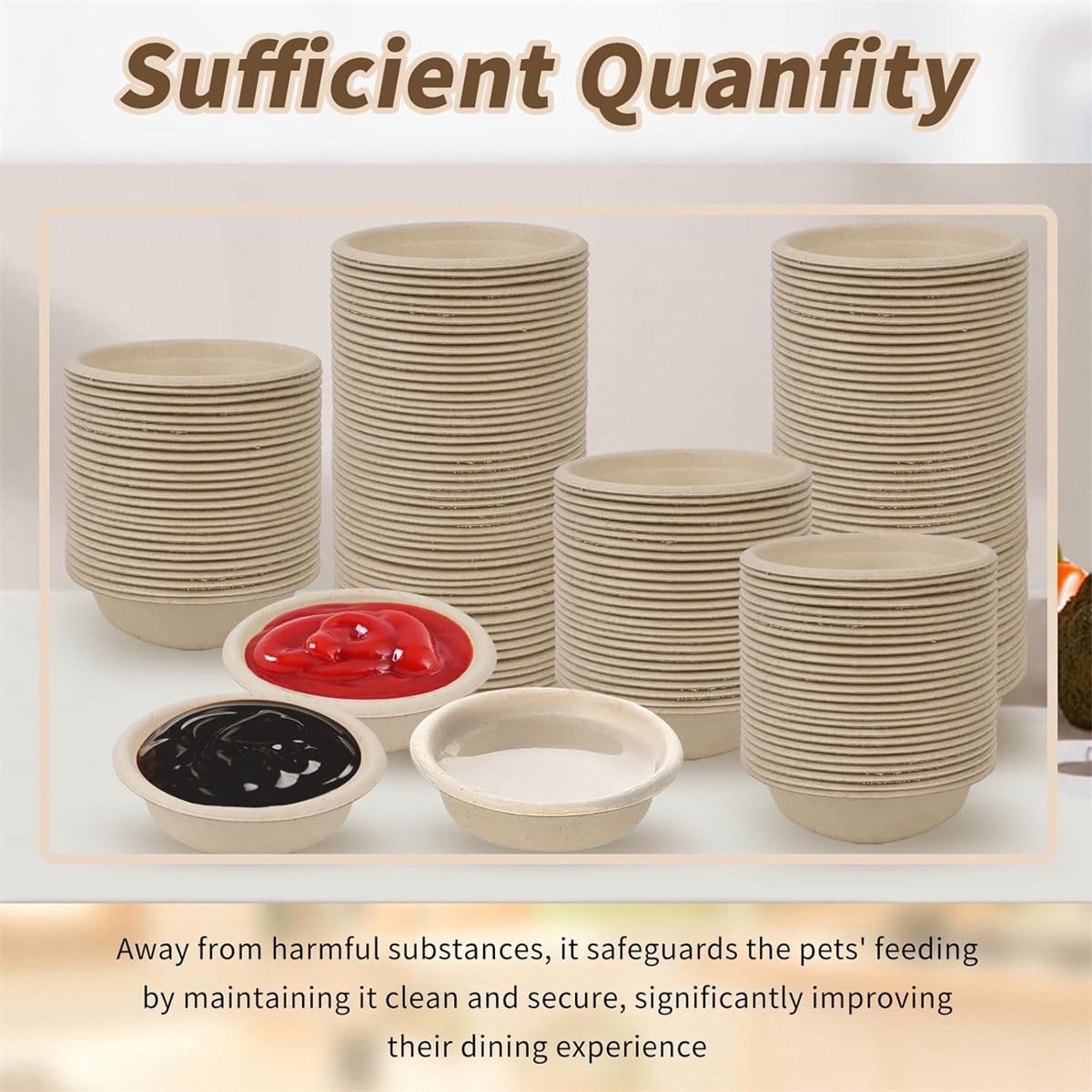 Tutuviw Biodegradable Disposable Paper Pet Bowls Bulk,100Pcs 1OZ Paper Feeding Cups,Sturdy and Leakproof Feeder Dish,Non-Toxic Food and Water Dishes for Lizards/Spiders/Reptiles/Small Dogs/Cats