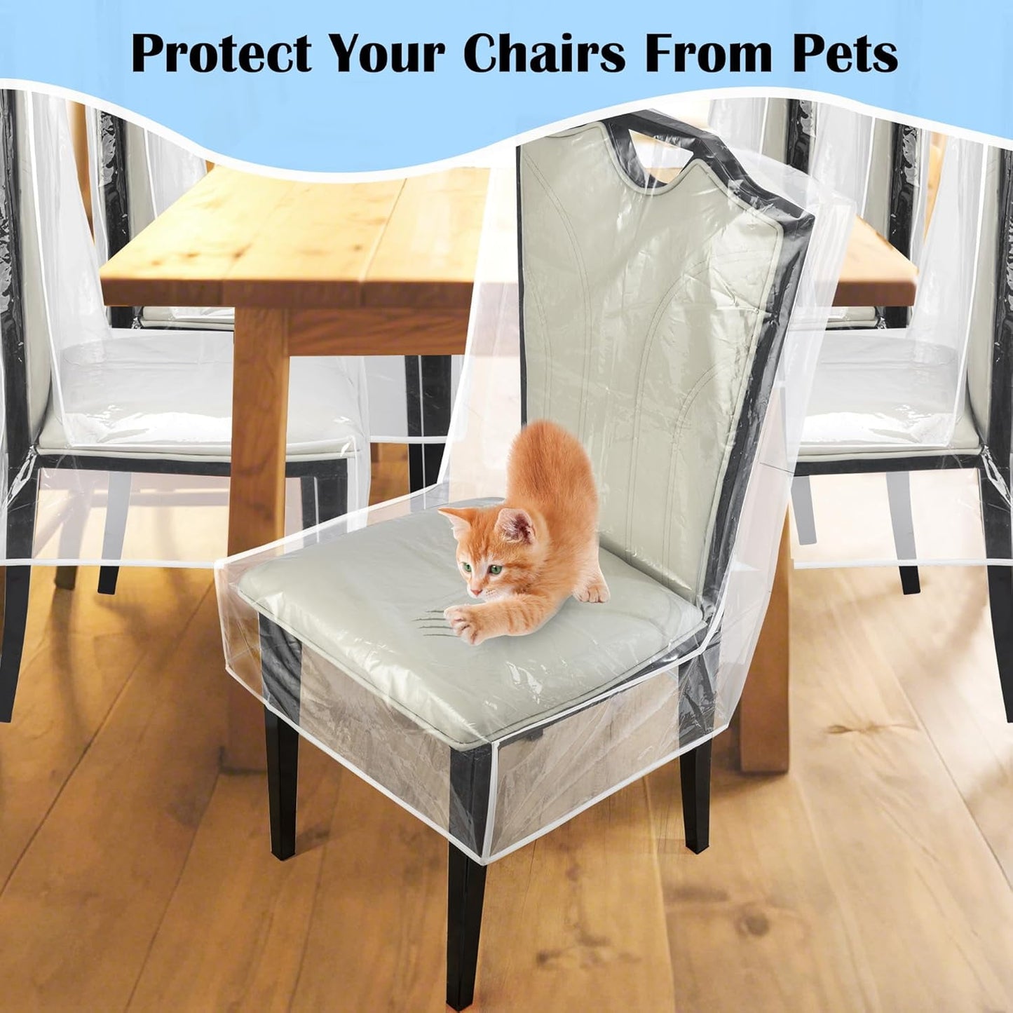 Plastic Chair Covers,Tutuviw 2Pcs Clear Dining Room Chairs Cover,Waterproof Stool Protectors from Cat Kids' Messes,Easy to Clean Slipcover,No Dust/Spills and Hair for Storage Furniture(W/21xD/18in)
