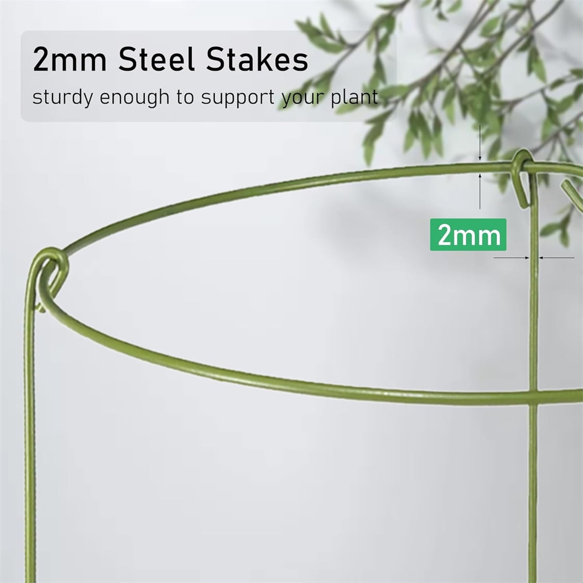 Tutuviw 3 Pcs Garden Plant Support Rings for Potted Plant,9x11in Round Metal Plant Stakes Rings,Garden Plant Support Brace,Peony Cages Support Stakes Ring,Plant Support Stakes for Indoor Outdoor 7"