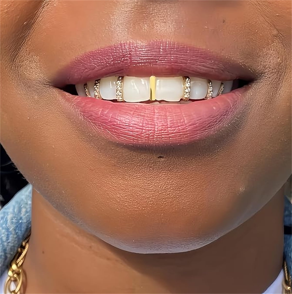 Tutuviw 6Pcs 18K Gold Plated Hip Hop Teeth,Hip Hop Teeth Grillz Set for Men Women,Hip Hop Grills for Your Teeth Top and Bottom,Rapper Costume Cosplay Teeth Jewelry and Accessories