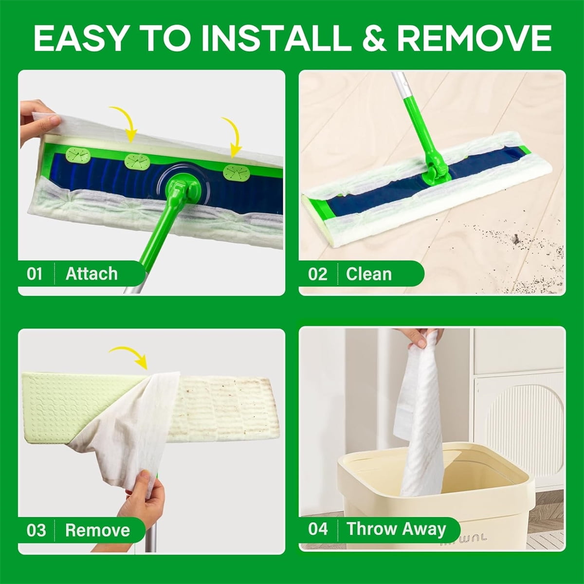 QZS Dry Sweeping Cloths,9.8x17.3In Disposable Dry Mop Refills Floor Cloths for Home,Hardwood Floor Dust and Cleaning,30Pack