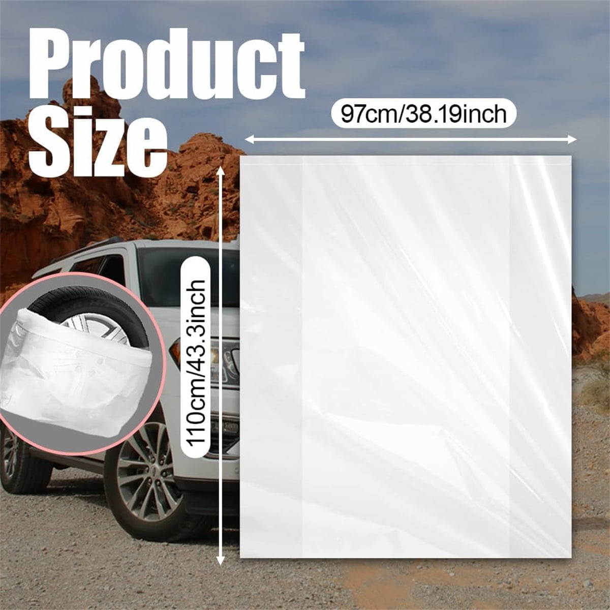 4Pcs Extra-Large Tire Covers,Tutuviw Tire Storage Bags,Waterproof Dustproof Wheel Protective Cover,Automotive Accessories Tear-Resistant Plastic Tire Bags Spare Tyre Bags Universal for Most Vehicles